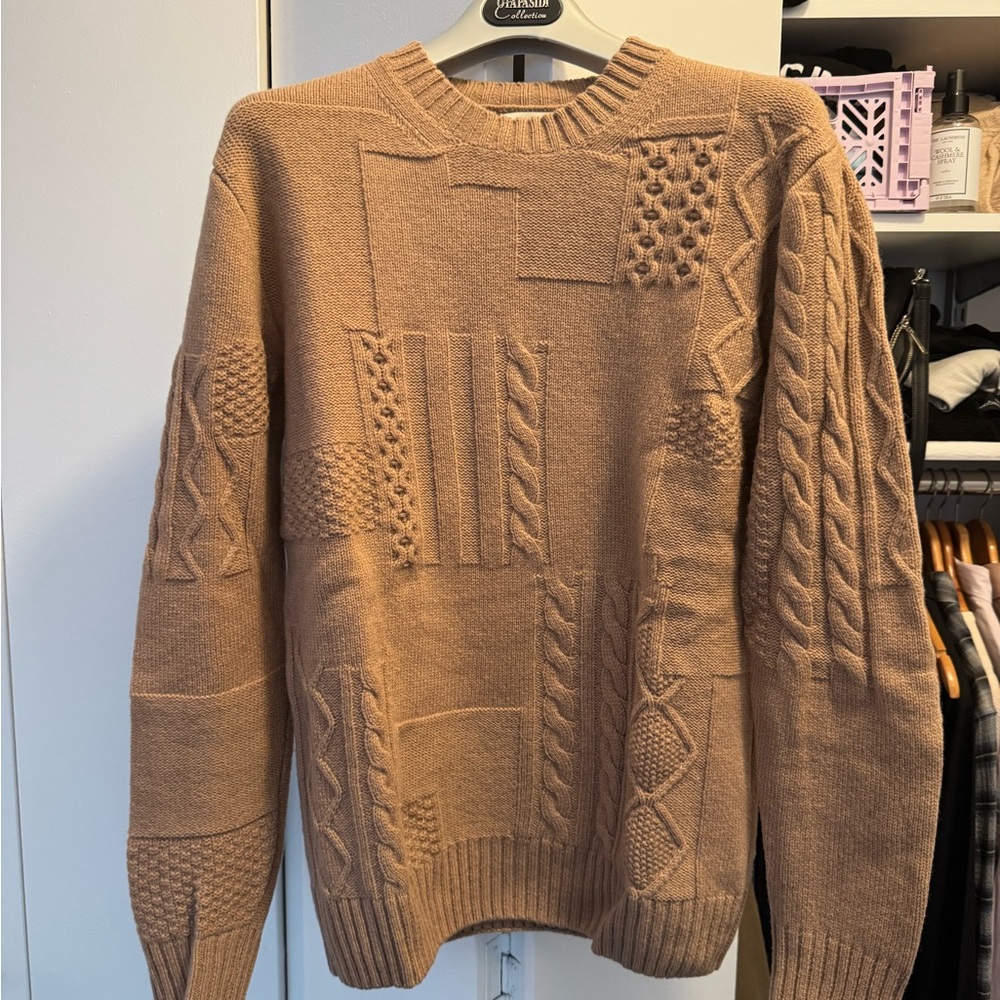 Men's Textured Crewneck Sweater - Tan